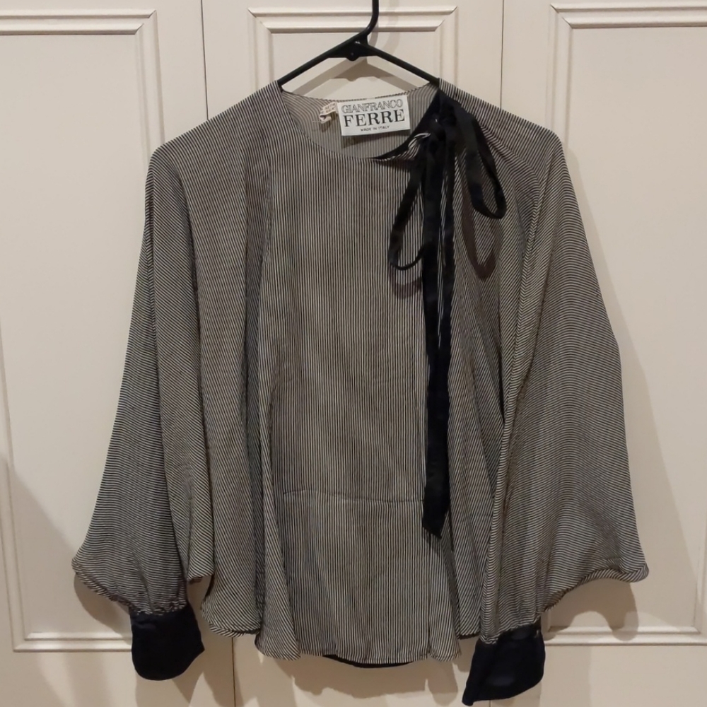 Gianfranco Ferre Vintage Silk Cape Blouse